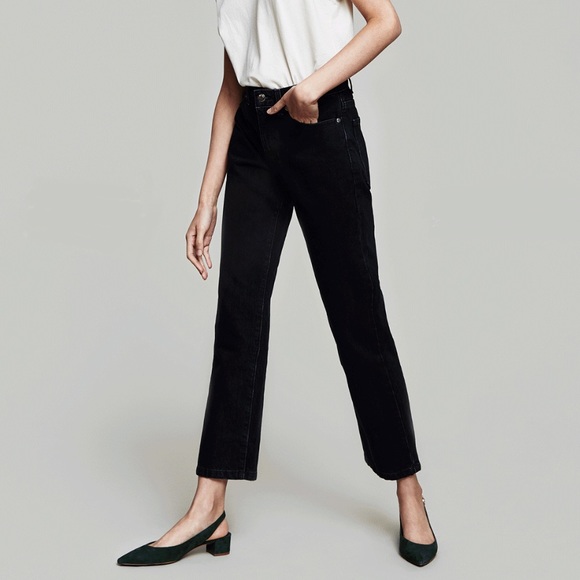 NEED SUPPLY Pen Fit High Rise Relaxed Straight Leg Jeans in Broken Black - Picture 16 of 16